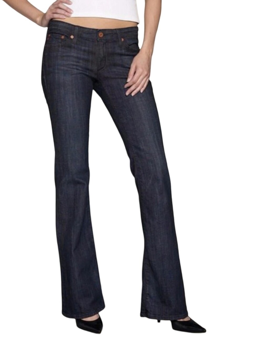 Habitual Dark Wash Flare Jeans Deep Indigo Size 27 X 34 Long Low Rise New